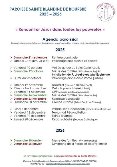 AGENDA PAROISSIAL 2025 2026 AGENDA PAROISSIAL 2025 2026