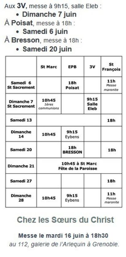 Messe WE en Juin 2026 Messe WE en Juin 2026