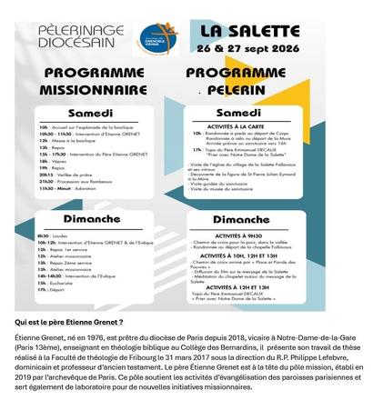 Pèlerinage diocésain à Notre Dame de la Salette Pèlerinage diocésain à Notre Dame de la Salette