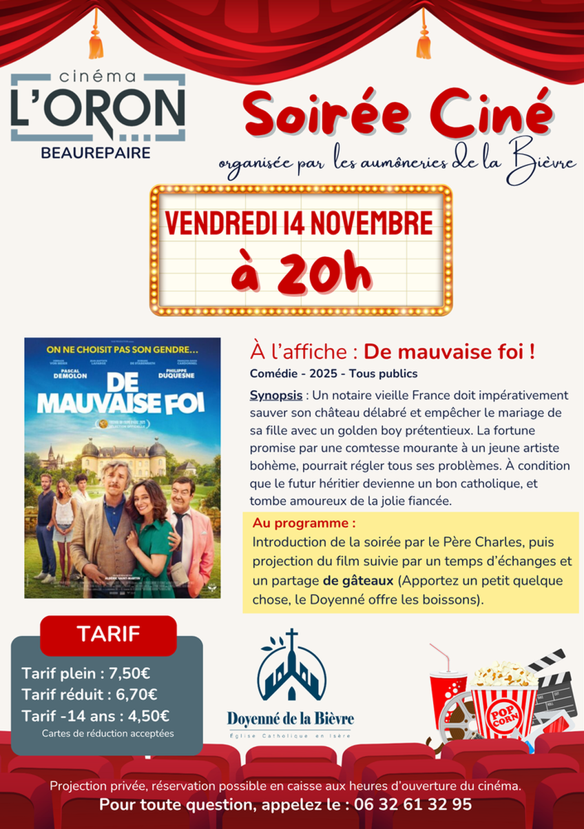 Soirée Ciné organisée par l'Aumonerie de l'Oron Soirée Ciné organisée par l'Aumonerie de l'Oron