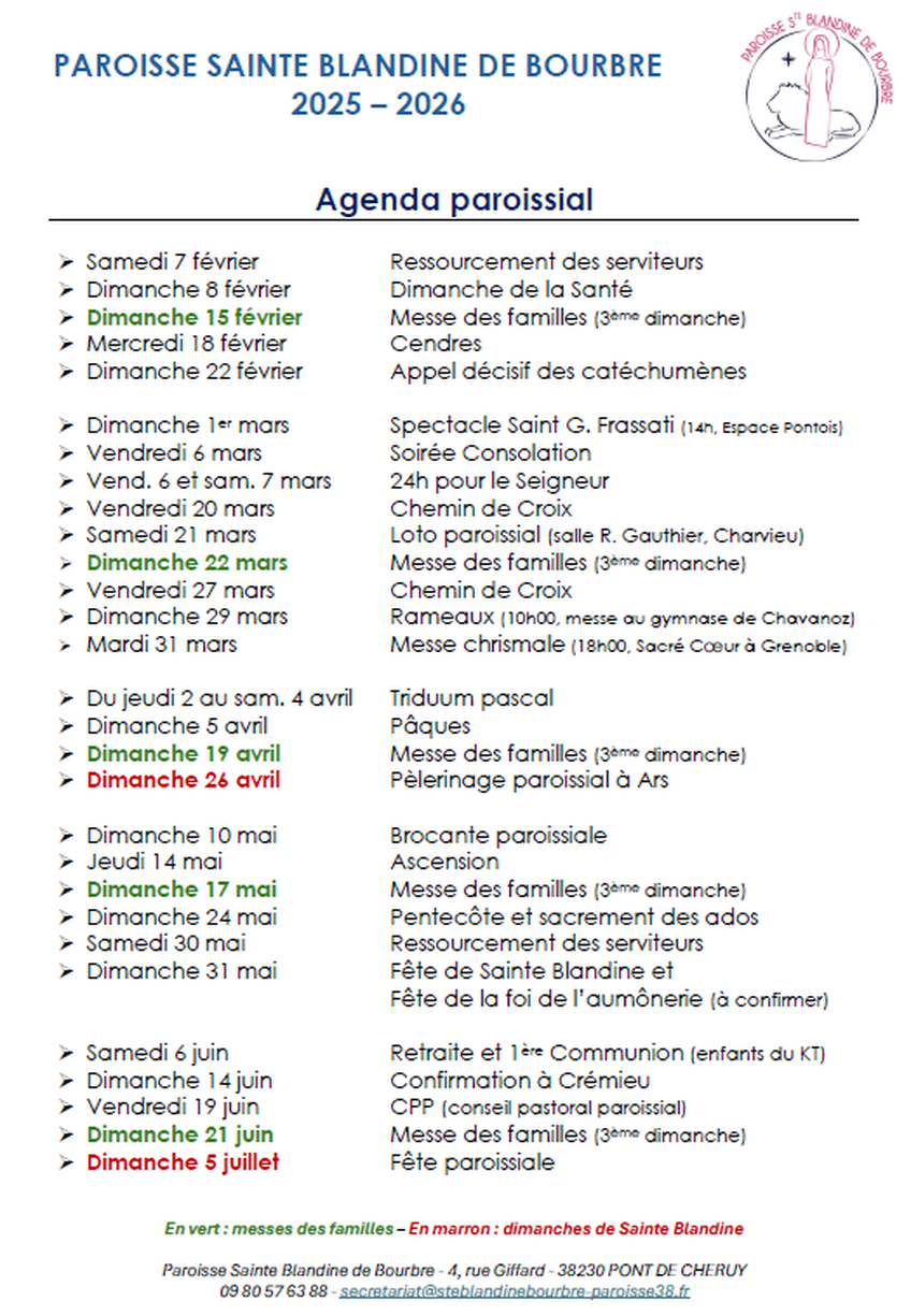 AGENDA PAROISSIAL 2025 2026 AGENDA PAROISSIAL 2025 2026