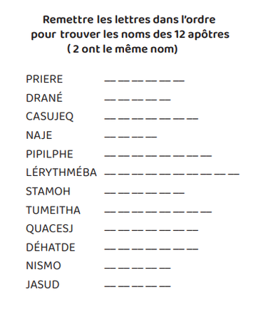 Les douze Apôtres "Remettre les lettres dans l'ordre" Les douze Apôtres "Remettre les lettres dans l'ordre"