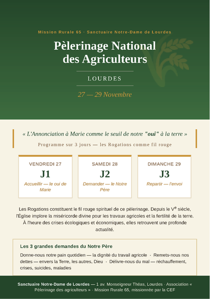 Pèlerinage national des agriculteurs à Lourdes Pèlerinage national des agriculteurs à Lourdes