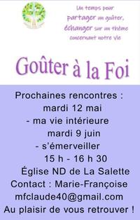 12 mai, Goûter à la foi 12 mai, Goûter à la foi