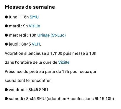 Messes en semaine Messes en semaine